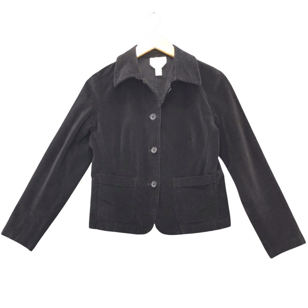 Talbots Petites Black Velour Stretch Blazer Jacket Size 4